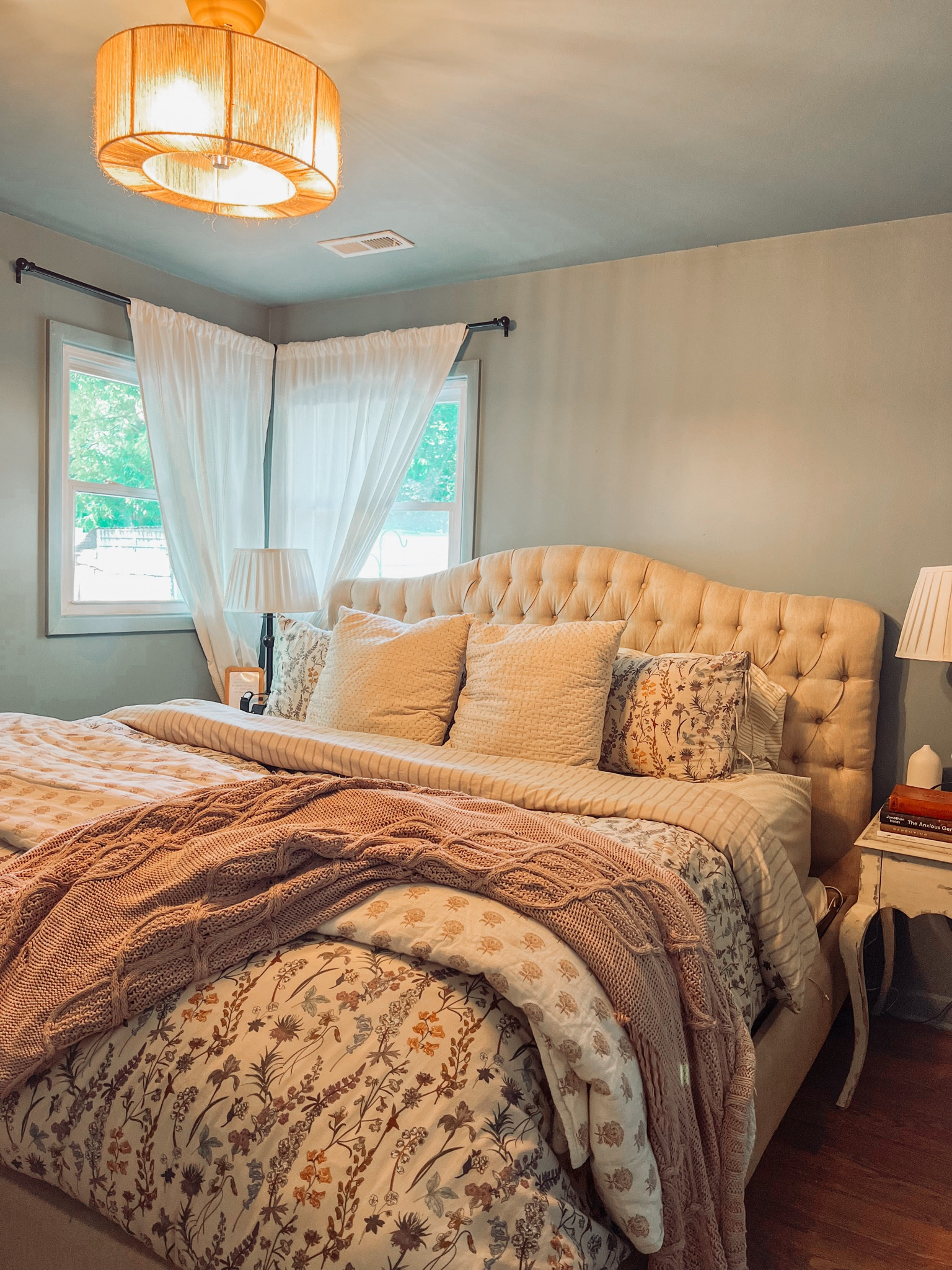 Gave our bedroom a little refresh with a new paint color 🤩 I wanted a calm, serene blue color so I went with Van Courtland Blue by Benjamin Moore and I love it! 

#LTKhome