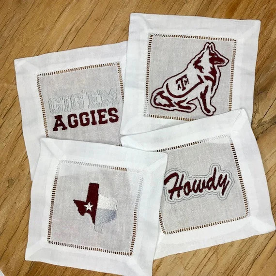 Aggie Spirit Collegiate Cocktail Napkins - Etsy | Etsy (US)