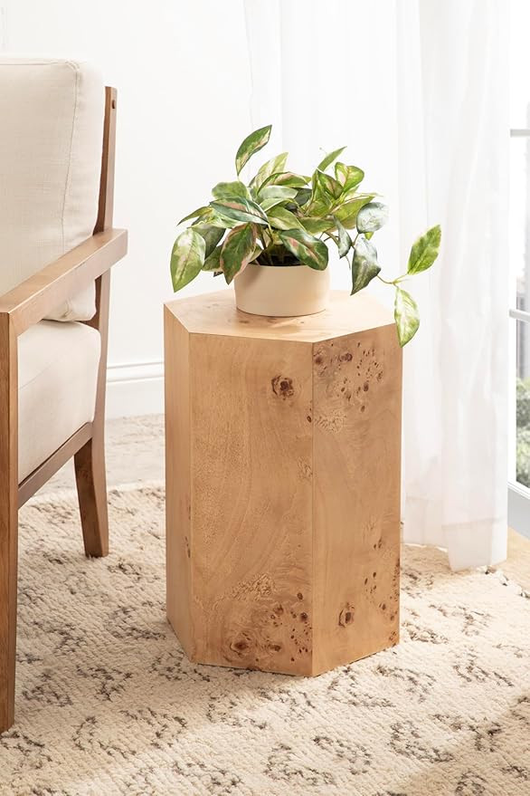 Kate and Laurel Berkett Transitional End Use as Burlwood Nightstand, Living Room Pedestal Table, ... | Amazon (US)