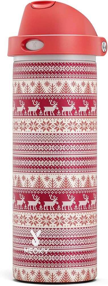 24 oz Insulated Water Bottle for Christmas: Meoky Stainless Steel Water Bottle with Straw and Spo... | Amazon (US)
