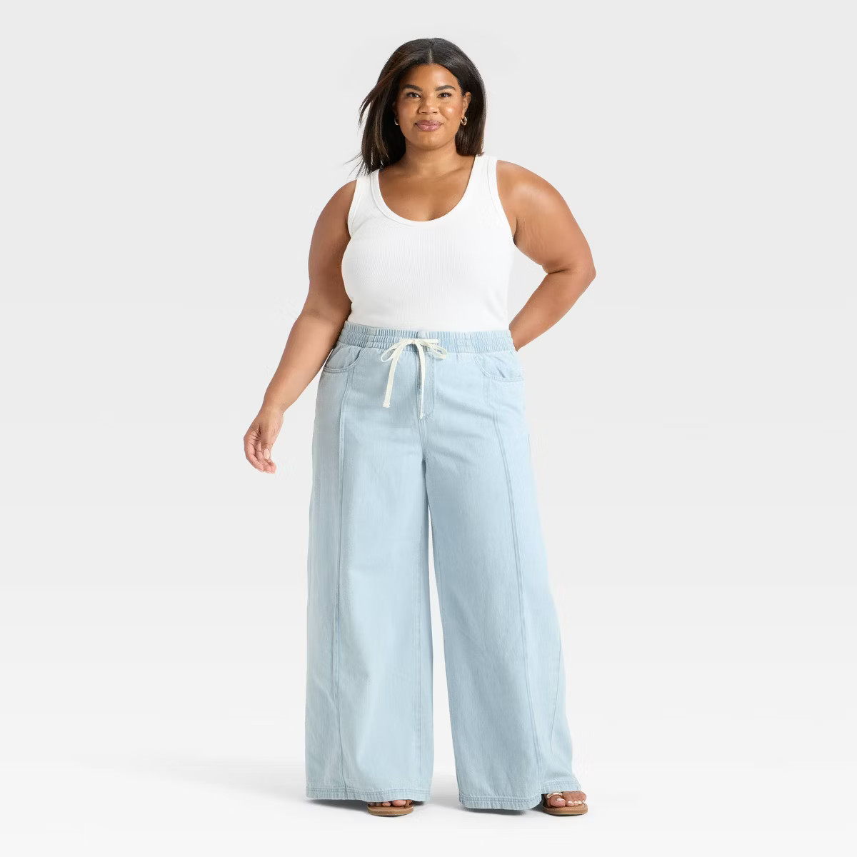 Women's High-Rise Drawstring Wide Leg Relaxed Fit Beach Pants - Universal Thread™ | Target