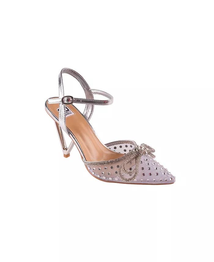 Women's Mesh Rhinestone Trimmed Pumps on a Architectural Heel | Macy's