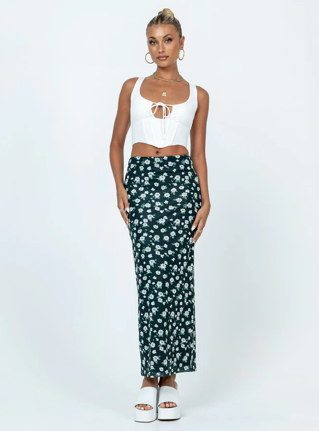 Knox Maxi Skirt Black Floral | Princess Polly US