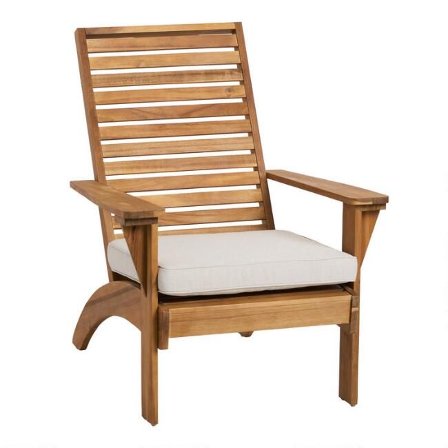 Natural Acacia Wood Kapari Outdoor Chair with Cushion | World Market