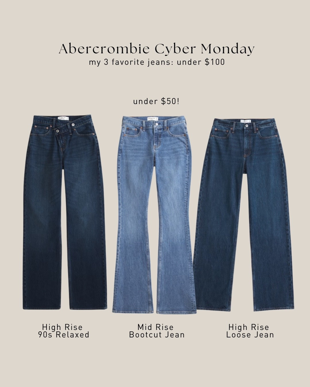 Insane jean sale on Abercrombie right now. The whole site is 20-50% off plus an additional 15% off certain online styles. Linking my favorites PLUS others that I own and love #jeans #denim

#LTKCyberWeek #LTKHoliday #LTKSaleAlert