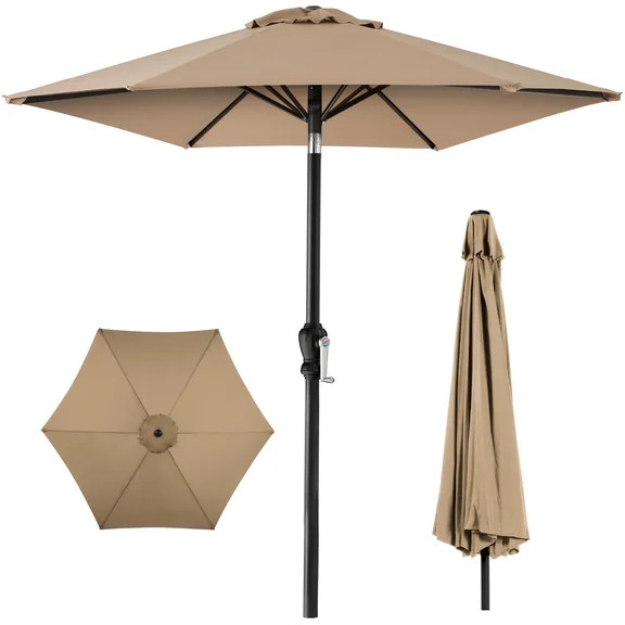 Better Homes & Gardens Premium 10' Beige Round Market Patio Umbrella, Crank Lift, 3-Angle Tilt | Walmart (US)
