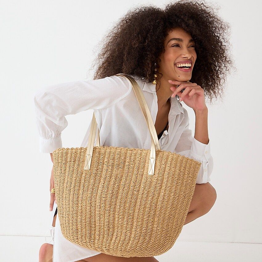 Woven straw market tote | J.Crew US