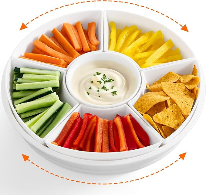 Lifewit Plastic Rotating Divided Serving Tray, Chips and Dip Serving Dish Bowl for Party Entertai... | Amazon (US)