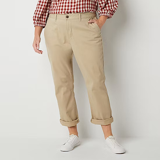 St. John's Bay Plus Women's Relaxed Fit Girl Friend Chino Pant | JCPenney