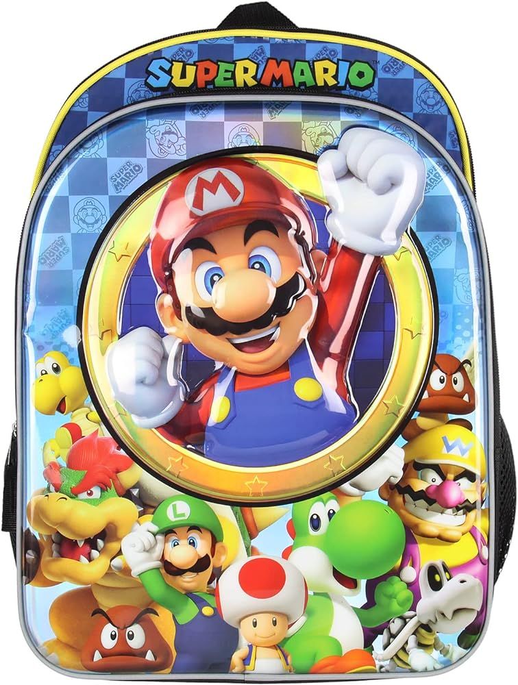 Nintendo Super Mario Bros All Over Character Molded Iridescent 16" Backpack | Amazon (US)