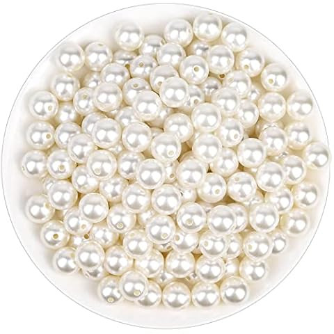 1200pcs 4 Sizes ABS Pearl Beads Ivory No Holes Elegant Luster, Pearls for Crafts, DIY, Vase Filli... | Amazon (US)