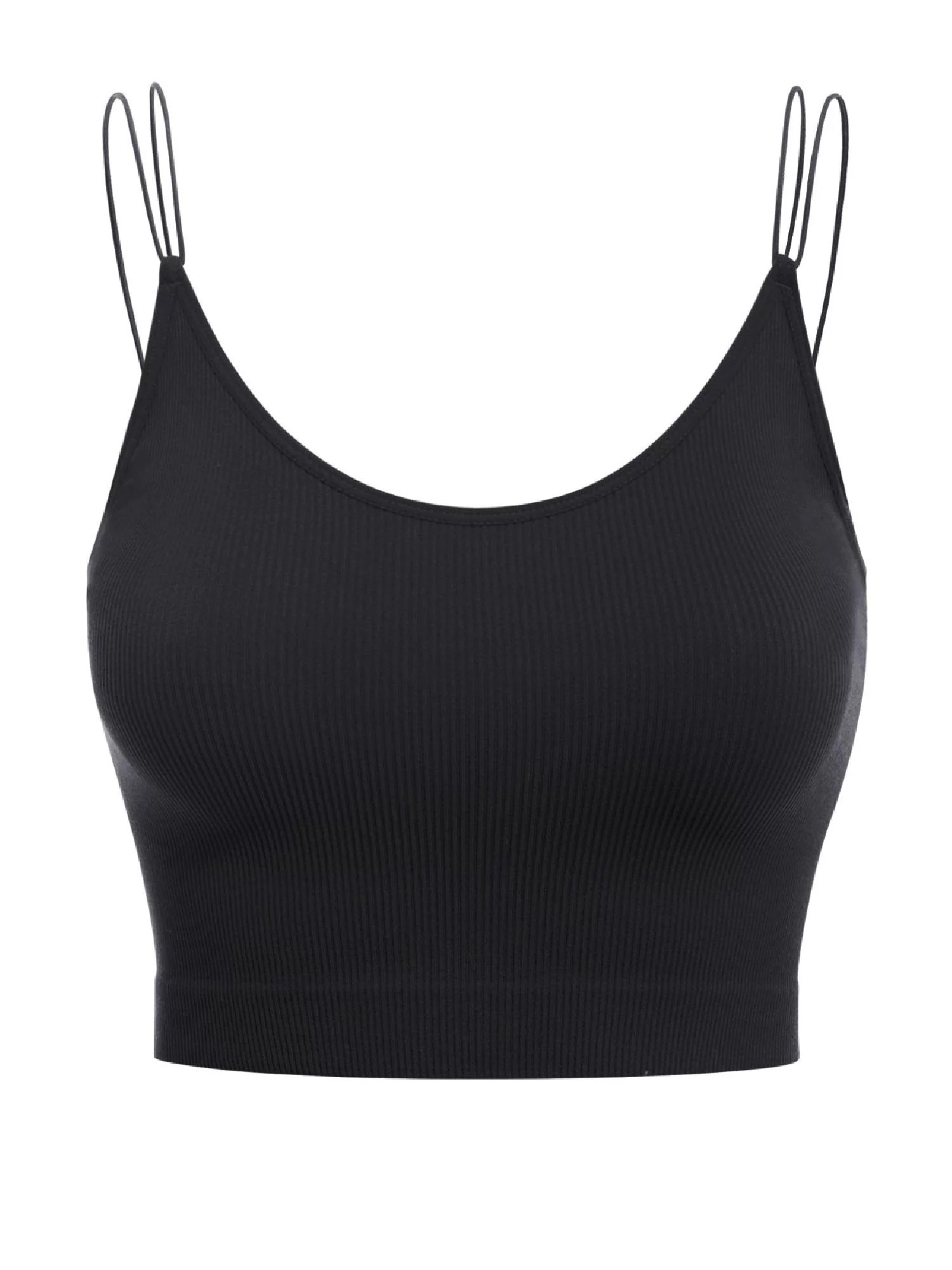 Made by Olivia Women's Sexy Double Thin Spaghetti Strap Ribbed Seamless Brami Cami Crop Top Solid... | Walmart (US)