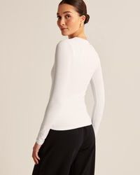 Long-Sleeve Tuckable Cotton Seamless Crew Top | Abercrombie & Fitch (US)