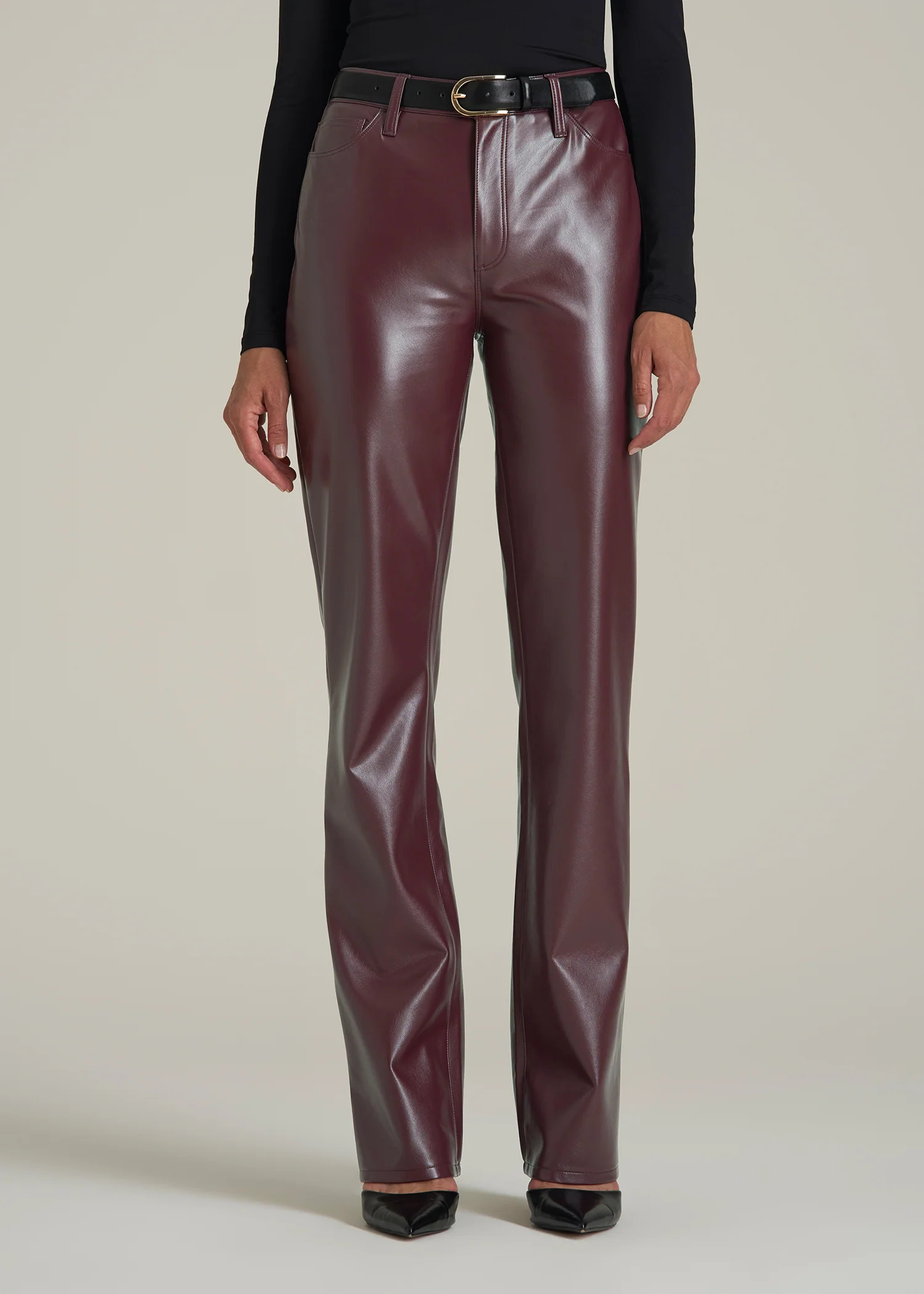 True Touch Leather Straight Leg Pants for Tall Women in Port Royale | American Tall