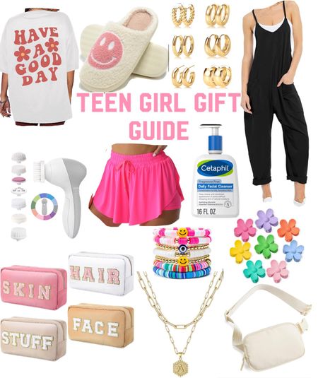 Teen girl gift guide! College girl gift guide! Young girl gift guide!! Chenille patch bags, makeup bags, belt bag, jumpsuit, lululemon shirts, smiley face slippers, gold hoop earrings, claw flower clip, makeup brush, smiley face bracelets 

#LTKCyberWeek #LTKHolidaySale #LTKGiftGuide