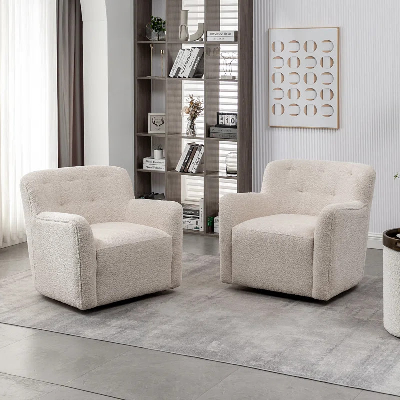 Bronder 32.5" Wide Chenille Upholstered Swivel Accent Armchair | Wayfair North America