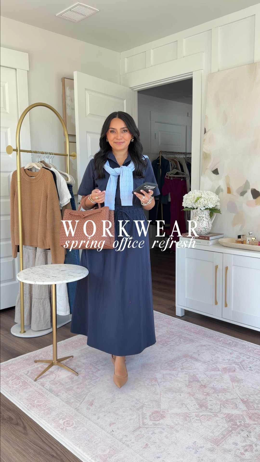 Spring office workwear outfits
For reference: I’m 5’0, petite, 32b bra size, and 2/26 in bottoms, pear shaped. 
*Everything I share is unaltered! TTS means true to size. Between size 5-6.5 in shoes

Black stripe cardigan size xs TTS
White tank size xs petite TTS
Black pants size 2 petite TTS
Reversible belt size xs TTS
Cap toe flats - old, similar linked 

Brown cardigan size xxs TTS
Brown stripe button down size xxs petite - sized down a size since this is an oversized fit
Tan pants size 2 petite TTS
Flats - old, similar linked

Blue dress size xs TTS
Tan heels - old, similar linked

Cropped trench coat size xxs TTS
Tan stripe tee size xs petite TTS
Olive green linen pants size xs, 28” TTS
Tan heels - old, similar linked

Blue blazer - old, similar linked
Blue stripe button down size xs TTS
Flare jeans size 26 petite - petite is labeled as Lil in this brand.
Tan heels - old, similar linked

Workwear
Office
Business casual
Wear to work
Petite pants 
Work outfits
Spring outfits 2026


#LTKSaleAlert #LTKPetite #LTKWorkwear

#LTKPetite #LTKootd #LTKgrwm