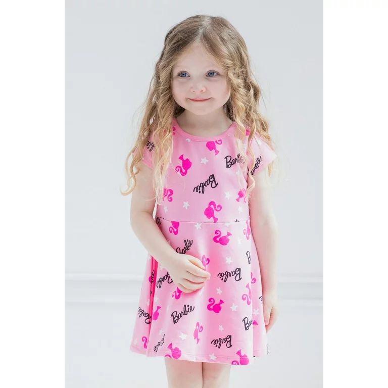 Barbie Little Girls French Terry Skater Dress Toddler to Big Kid | Walmart (US)