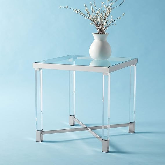 SAFAVIEH Couture Home Collection Shawna Acrylic/ Silver Living Room Bedroom Foyer Side End Accent... | Amazon (US)