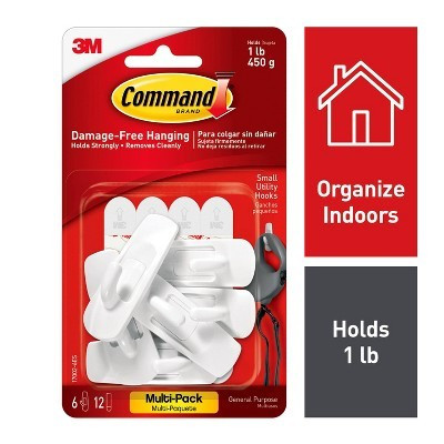 Command 6 Hooks 12 Strips Small Sized UtilityDecorative Hooks Value Pack White | Target
