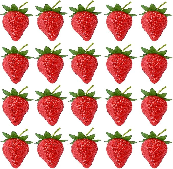 RONRONS 20 Pieces Artificial Strawberry Lifelike Fruit Plastic Strawberries Photography Prop Home... | Amazon (US)