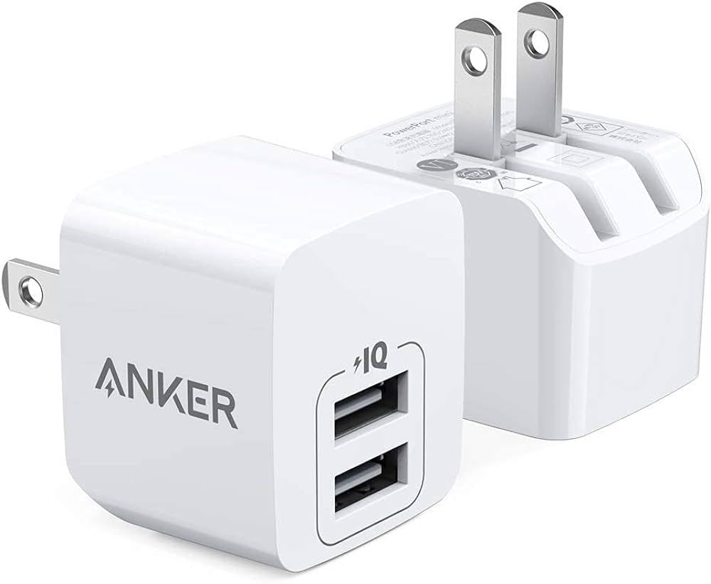 USB Charger, Anker 2-Pack Dual Port 12W Wall Charger Adapter, USB Charger Block with Foldable Plu... | Amazon (US)