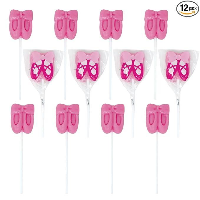 12 Pk Ballerina Lollipops - Ballet Shoes Candy Suckers - Individually Wrapped Dance Party Favors ... | Amazon (US)