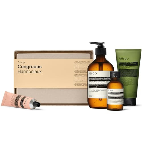 Aesop Congruous Gift Set | Resurrection Aromatique Hand Wash & Balm, Geranium Leaf Body Scrub & Cleanser | Vegan, Cruelty-Free, Paraben-Free | 4 Pc Luxury Self-Care Kit | Amazon (US)