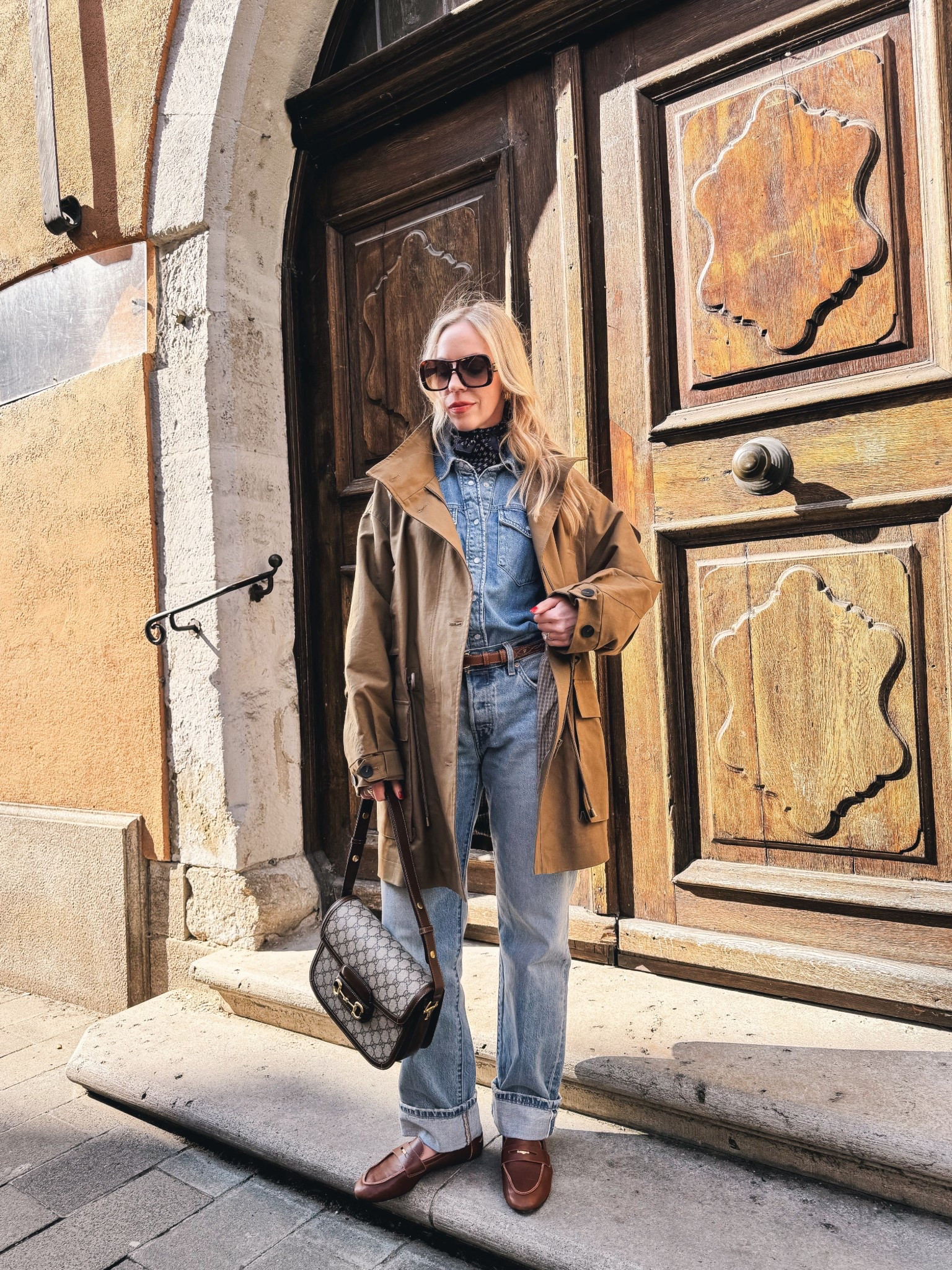 Denim on denim, all denim outfit, spring travel look, @Zara utility jacket, @Levi's baggy 90’s jeans, leather loafers, Gucci bag 

#LTKSaleAlert #LTKOver40 #LTKTravel