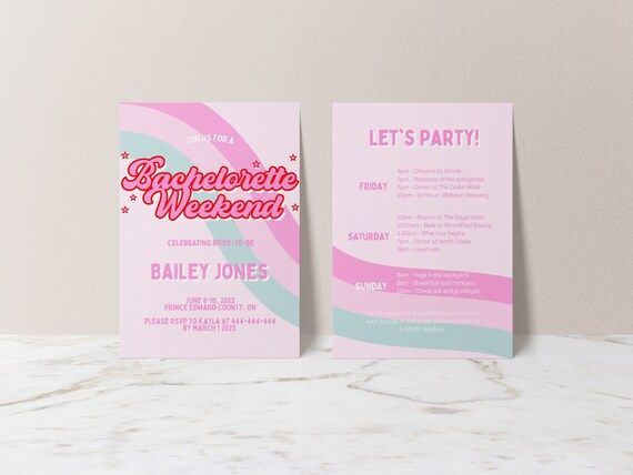 70s Bachelorette Invitation and Itinerary Template Retro - Etsy | Etsy (US)