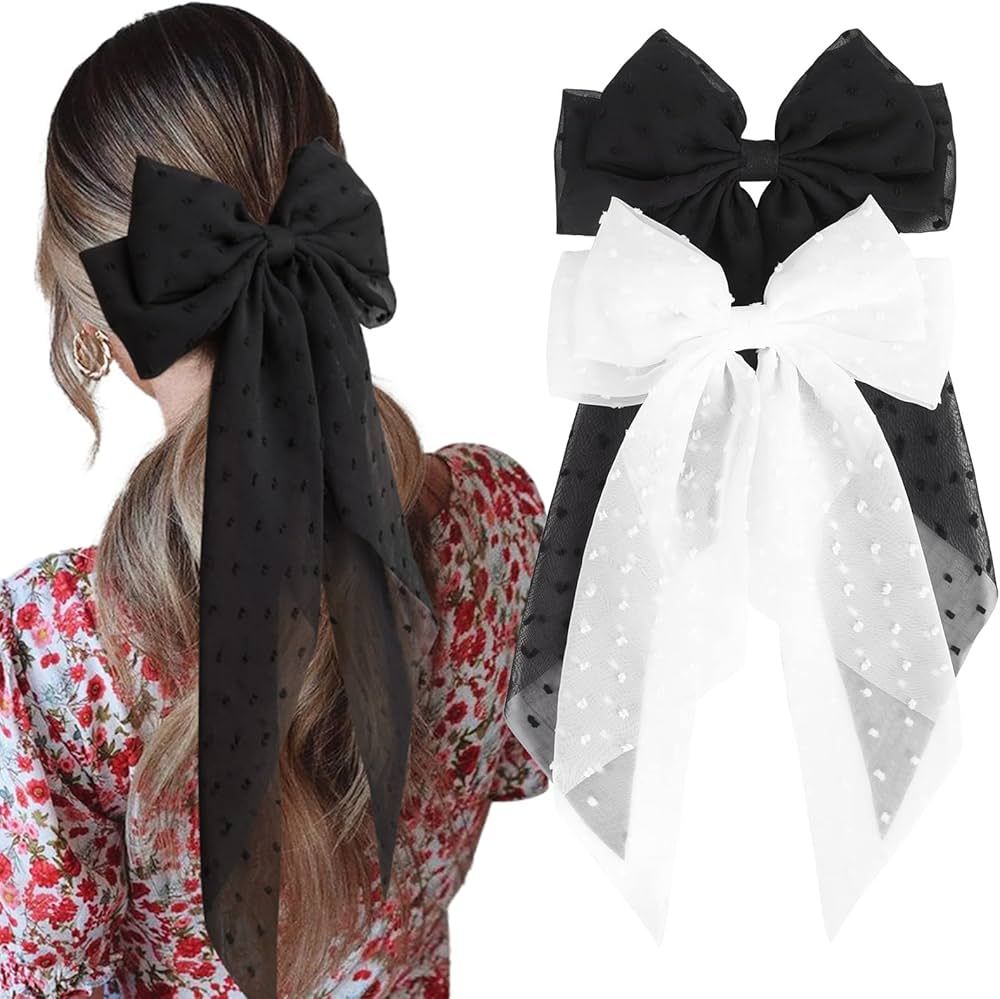 Large Hair Bows for Women,CEELGON 2PCS Big Bow Clips for Girls French Barrette Bowknot with Long ... | Amazon (US)