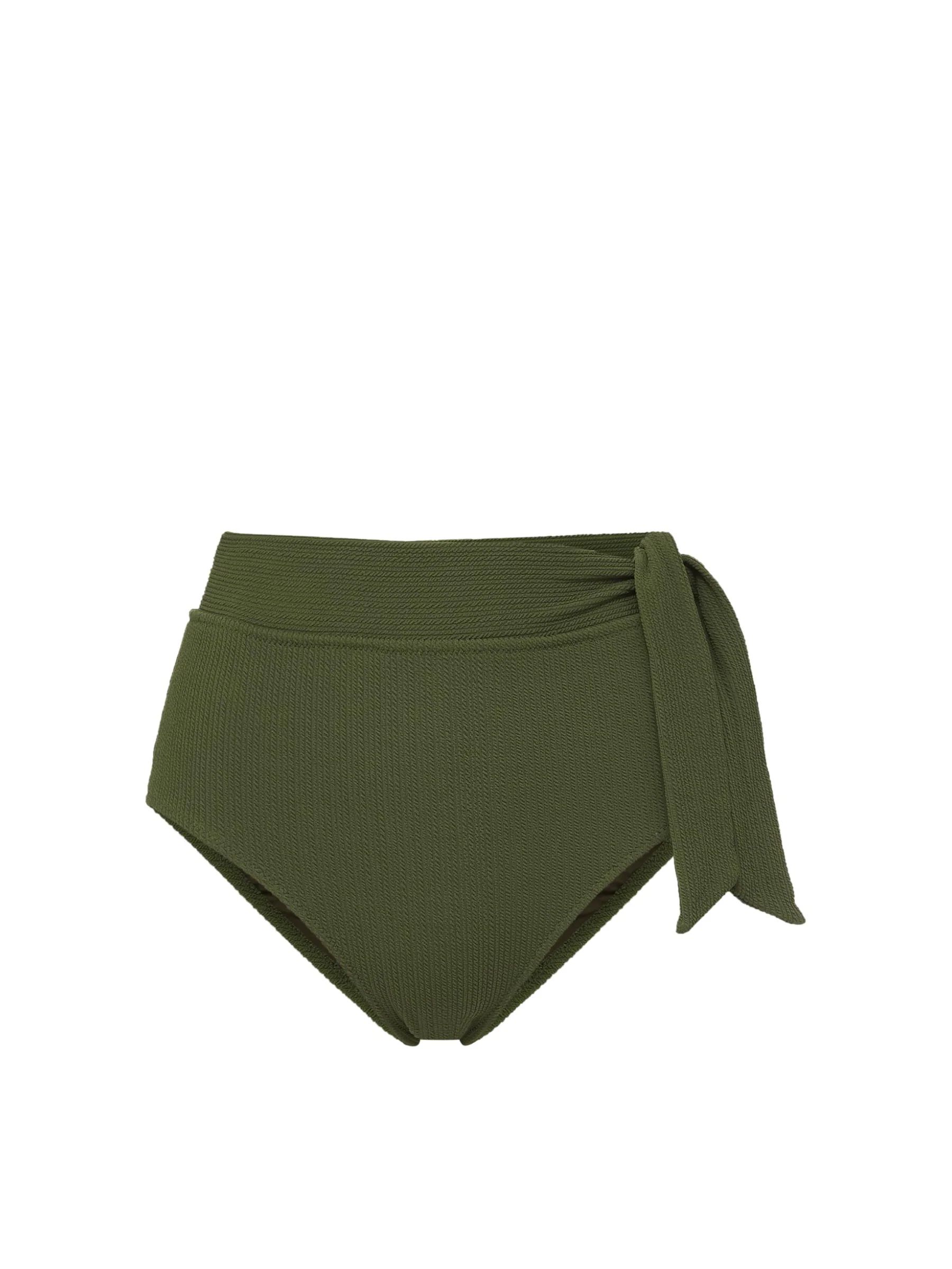 Side Tie High Waist Bottom Olive Textured Stripe | Change of Scenery