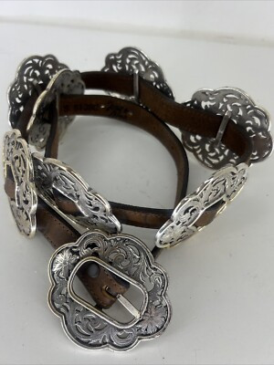 TONY LAMA LEATHER BELT W SILVER CONCHO STYLE WOMEN'S SMALL  | eBay | eBay US