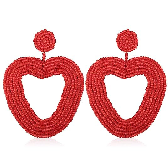 VICISION 2019 7 Color Statement Beaded Earrings, Drop Dangle Heart Hoop Earrings for Women Novelt... | Amazon (US)