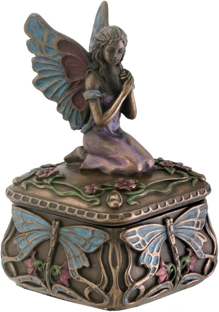 SUMMIT COLLECTION Art Nouveau Kneeling Fairy Jewelry Box with Dragonfly and Blooming Flower Decor... | Amazon (US)