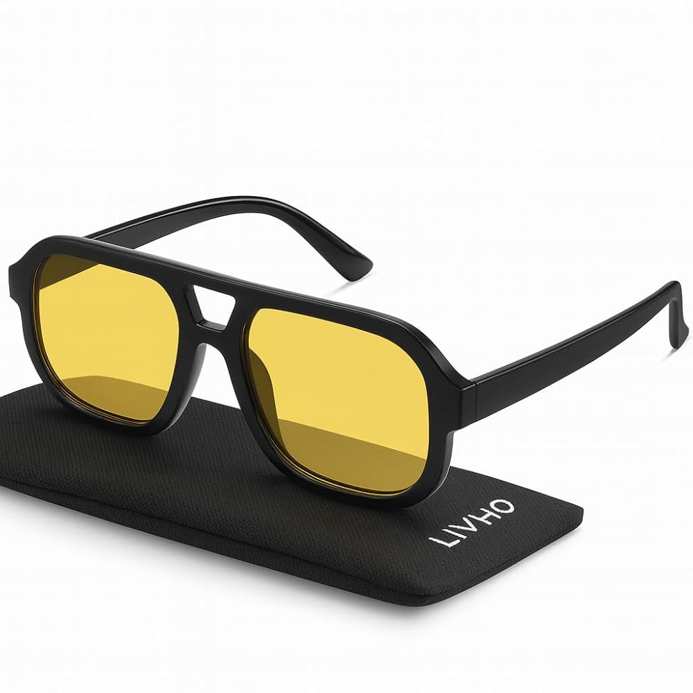 livho Trendy Polarized Square Aviator Sunglasses Women Men Square Eyewear Frame, Retro Sun Glasse... | Amazon (US)