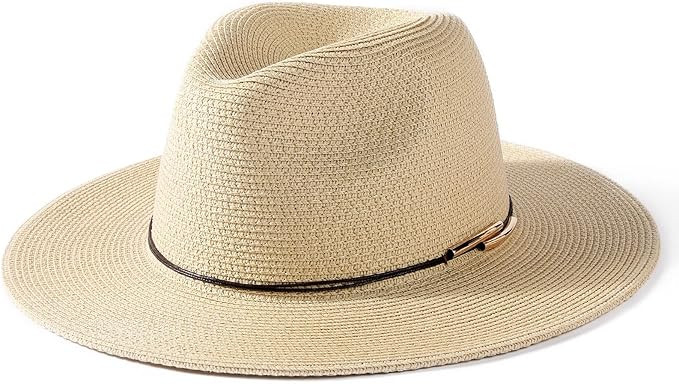 FURTALK Panama Hat Sun Hats for Women Men Wide Brim Fedora Straw Beach Hat UV UPF 80+ | Amazon (US)