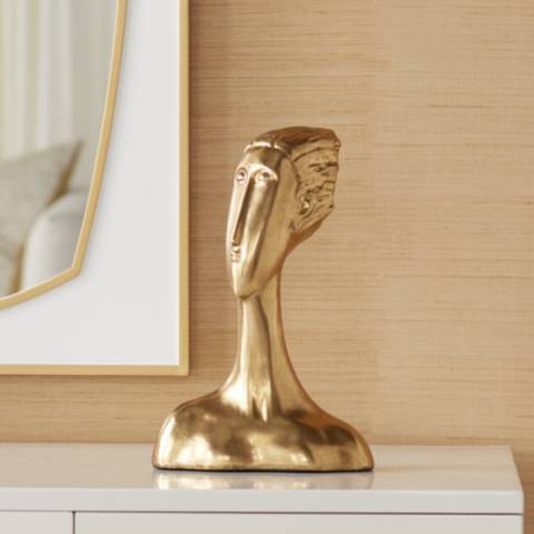 Drost 15" High Antique Gold Decorative Statue | LampsPlus.com