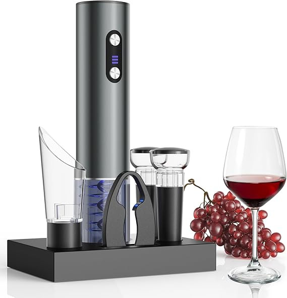 Rechargeable Electric Wine Opener Gift Set: Wine Opener, Aerator, Vacuum Stoppers & Foil Cutter -... | Amazon (US)