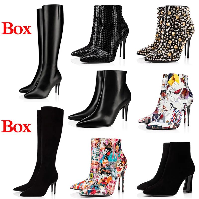 Luxurys Designer Red Bottom Heels Boots Women Ankle Knee Tall High Heel Boot Birgikate Graffiti F... | DHGate