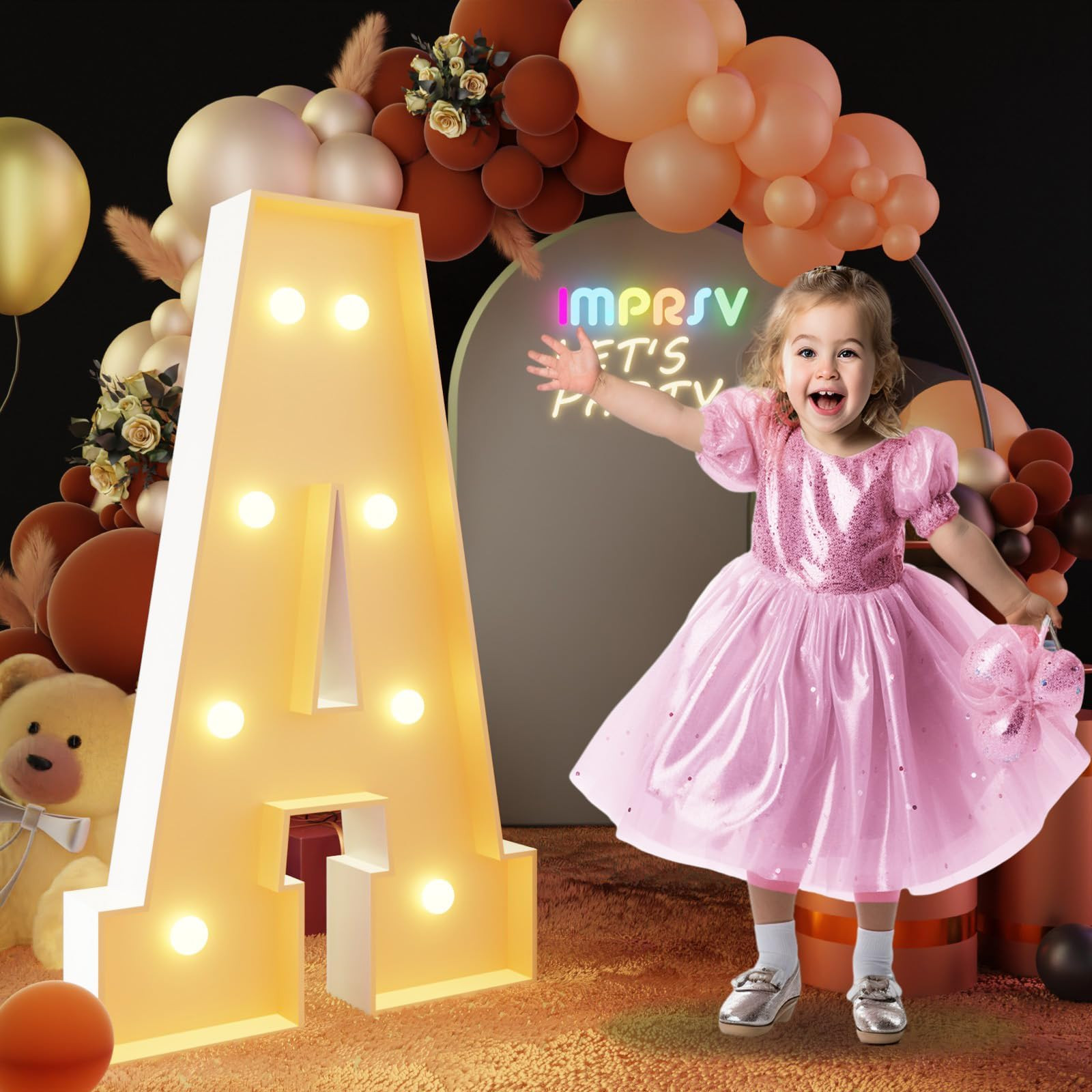 imprsv 3FT Block Marquee Letters Light Up Letters for Birthday Baby Shower Party Backdrop Decor, ... | Amazon (US)