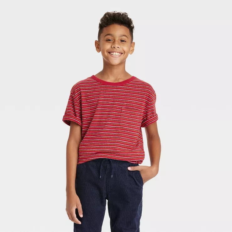 Boys' Short Sleeve Striped T-Shirt - Cat & Jack™ | Target