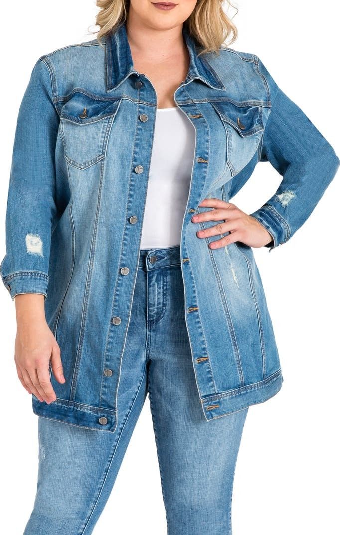 Standards & Practices Margot Longline Plus Size Denim Jacket | Nordstrom | Nordstrom