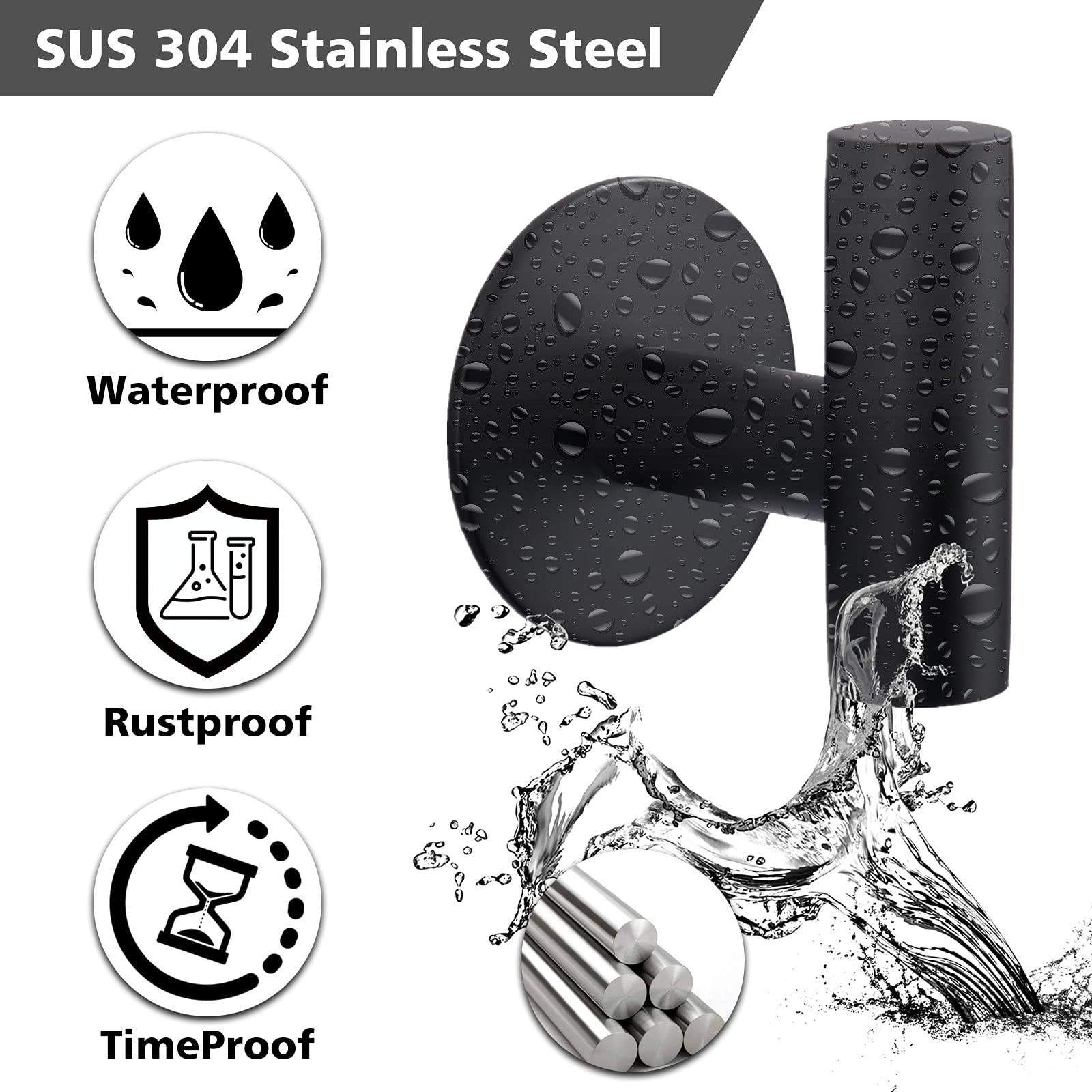 Adhesive Hooks Heavy Duty Wall Hooks Stainless Steel Waterproof Shower Hooks, Adhesive Holders Co... | Amazon (US)