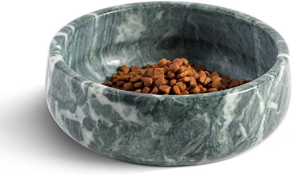 Karibiber Natural Marble Dog Bowl, 5lbs Non-Slip Cat and Dog Food Bowl Dish, Non-Tipping Weighted... | Amazon (US)
