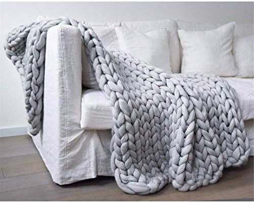 FFXN Chunky Knit Blanket Handwoven Wool Yarn Knitting Throw Bed Sofa Super Warm Home Decor | Amazon (US)