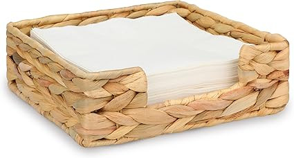 Graciadeco Square Guest Towel Napkin Holder 7.8" x 7.8" x 2.6" Water Hyacinth Disposable Hand Tow... | Amazon (US)