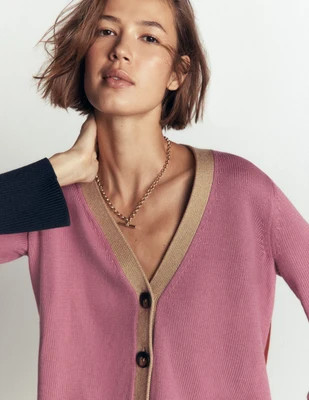 Boden Women's Lucy Relaxed Cotton Cardigan in Pink | Size Small | Boden (US)