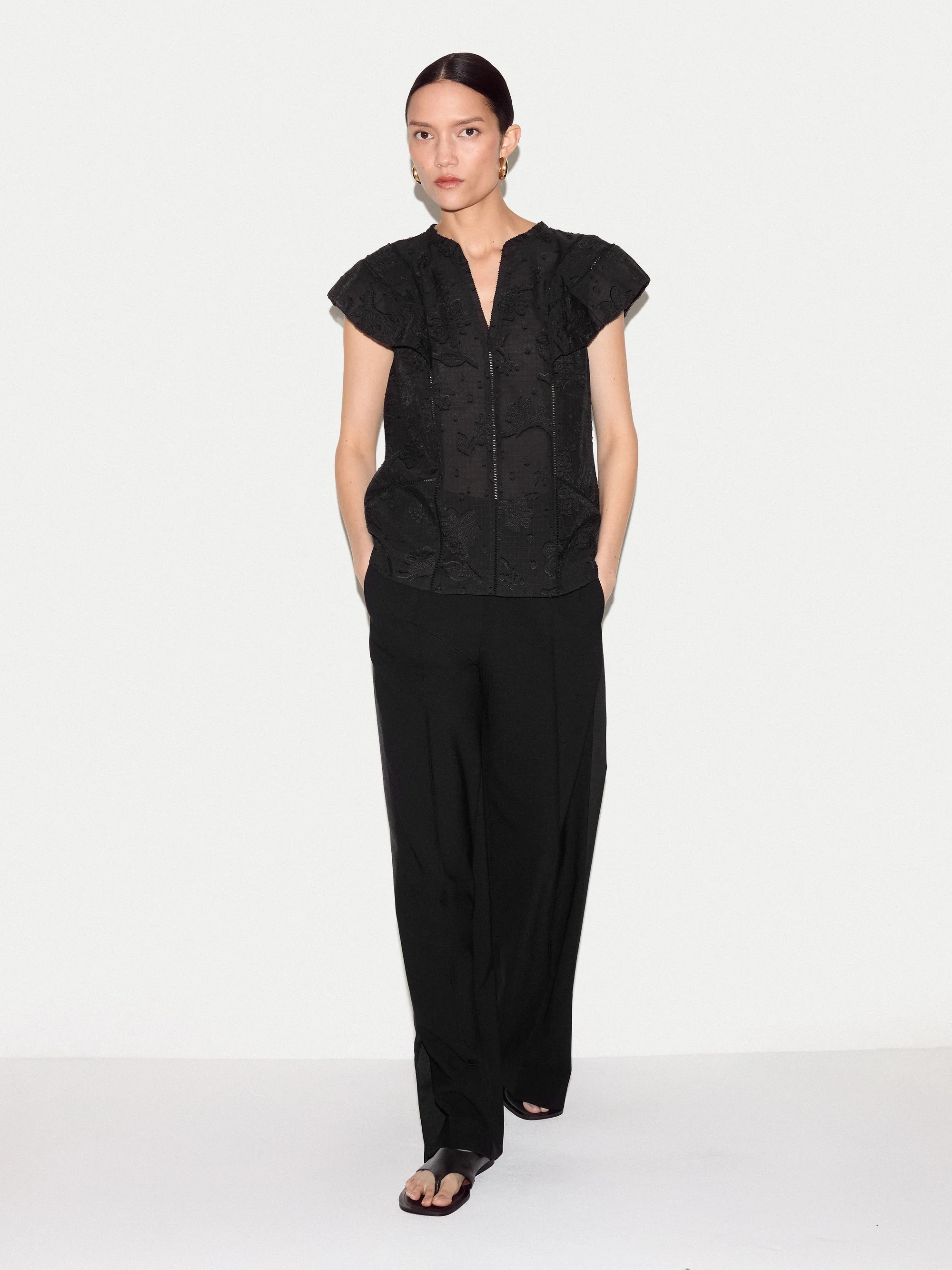 Floral Jacquard Top | Black | Jigsaw (UK)