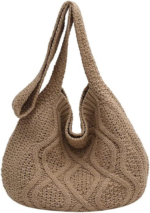 Women's Crochet Tote Bag Knitted Shoulder Crossbody Handbags Aesthetic Shopping Bag Cute Purses C... | Amazon (US)